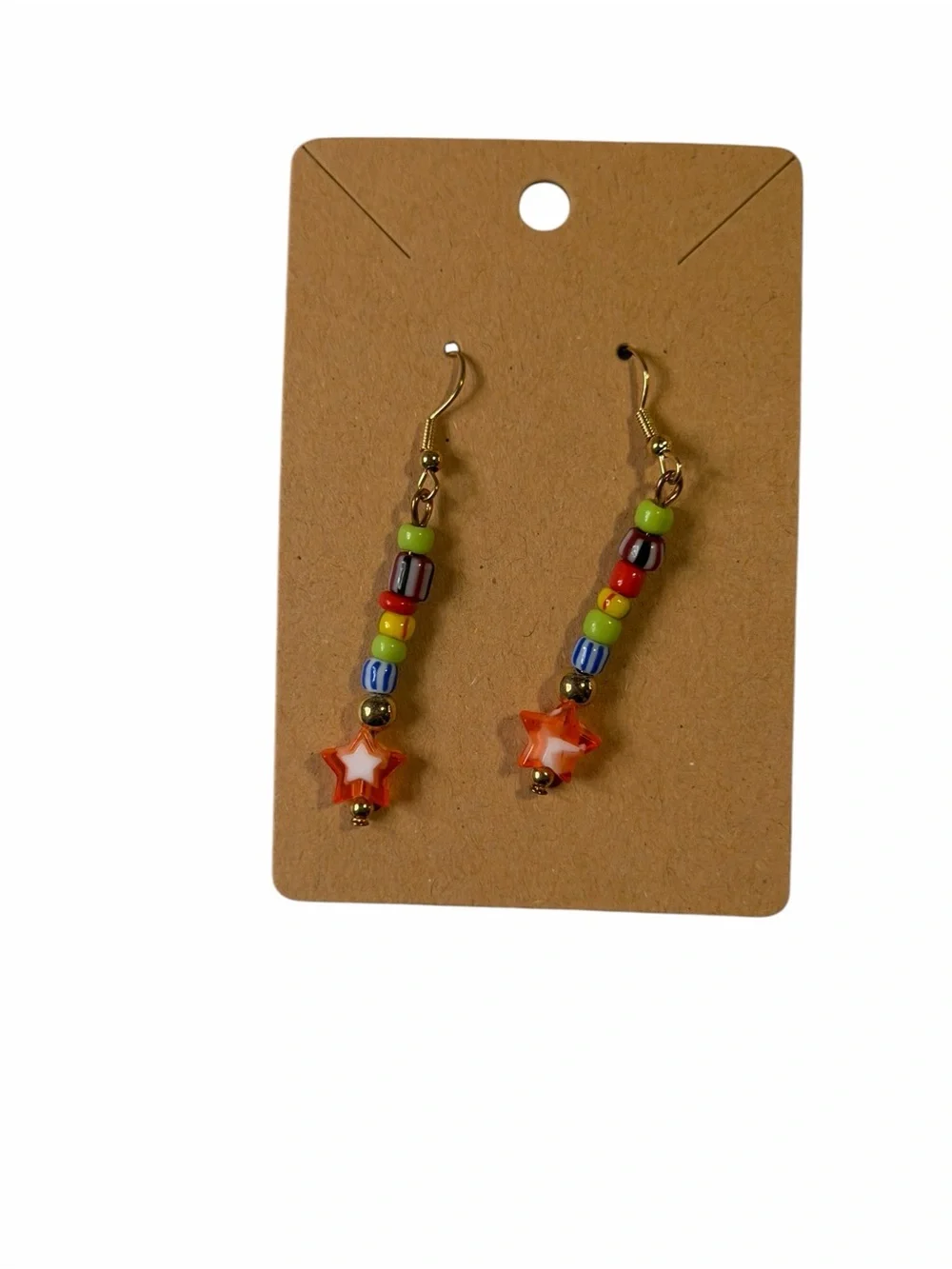 Handmade Multicolor Beaded Star Drop Earrings